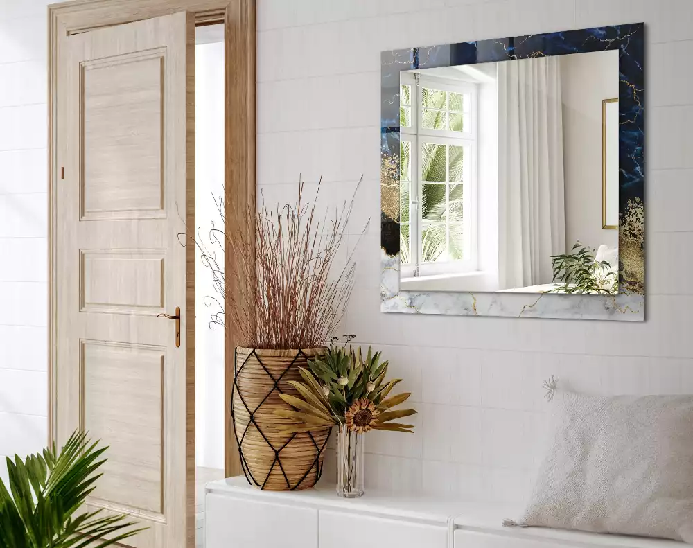 Espejo rectangular estampado Abstracción de mármol