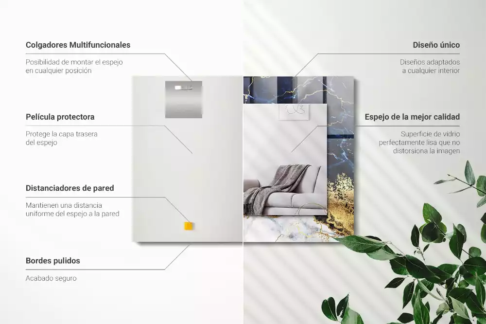 Espejo rectangular estampado Abstracción de mármol