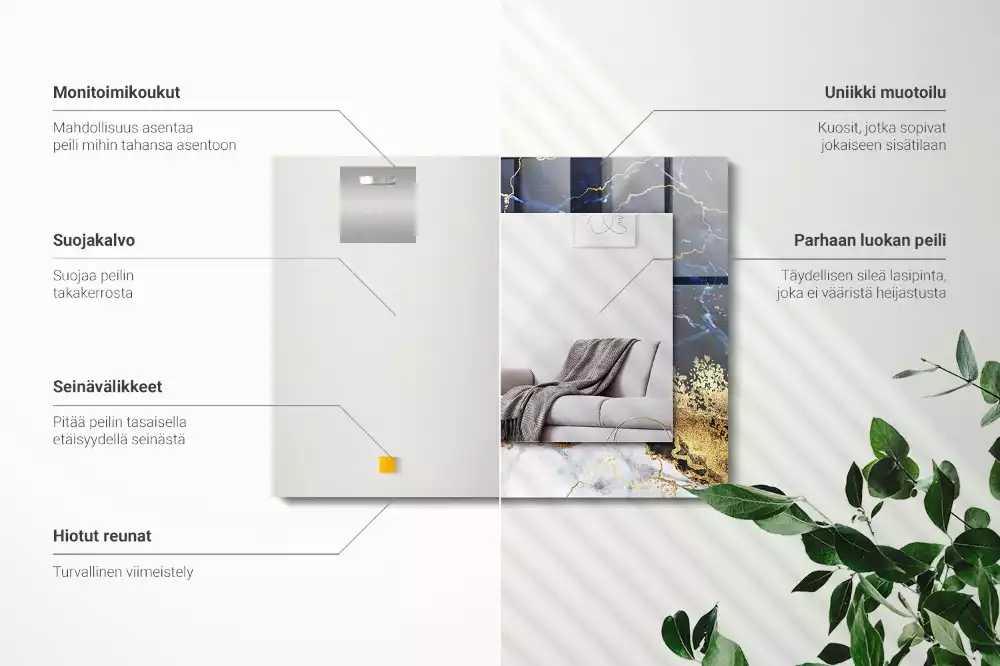 Espejo rectangular estampado Abstracción de mármol