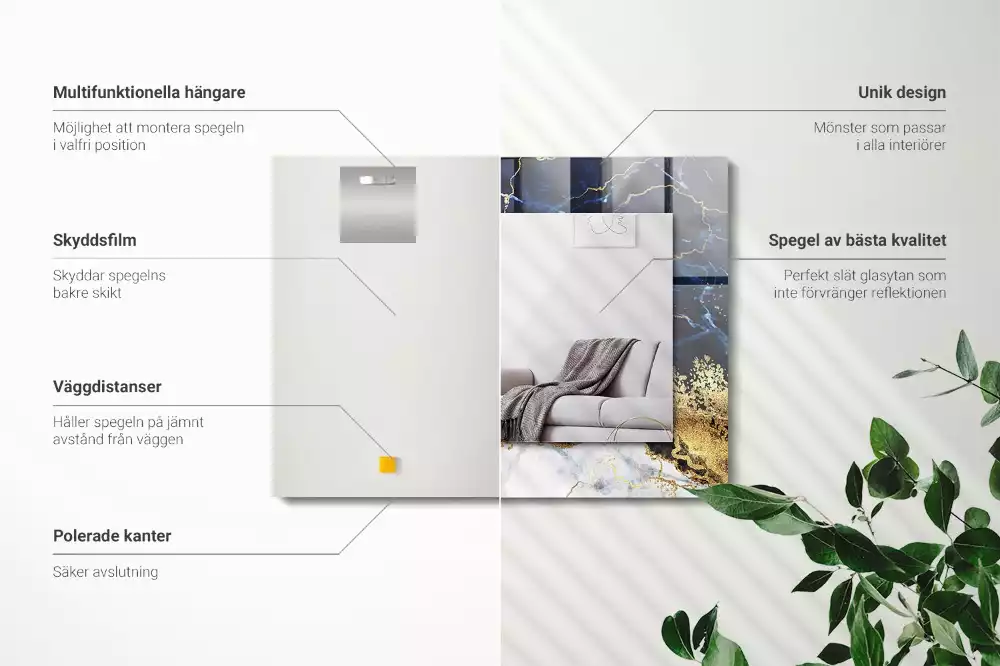 Espejo rectangular estampado Abstracción de mármol