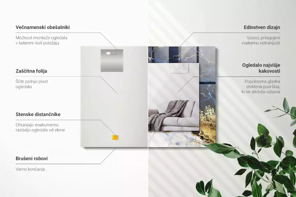 Espejo rectangular estampado Abstracción de mármol