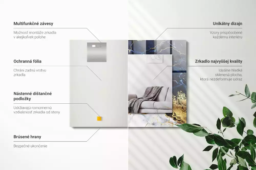 Espejo rectangular estampado Abstracción de mármol