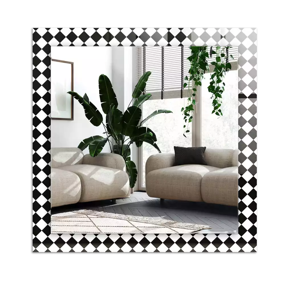 Espejo rectangular impreso Tablero de ajedrez en blanco y negro