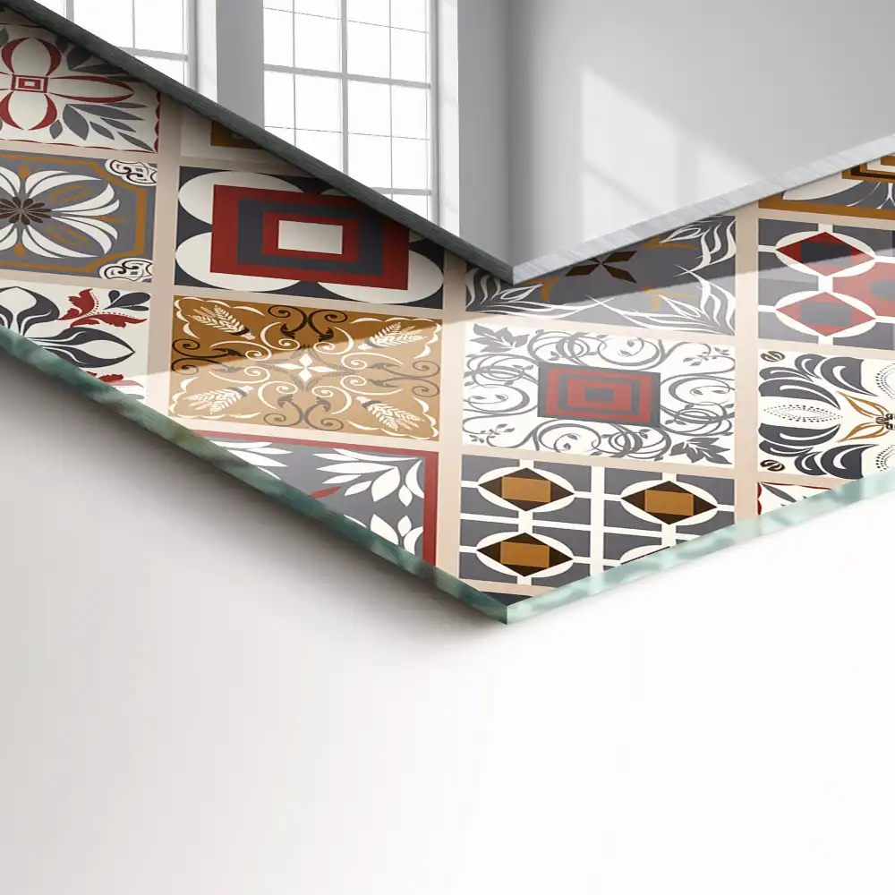 Espejo rectangular impreso Patrones de azulejos coloridos