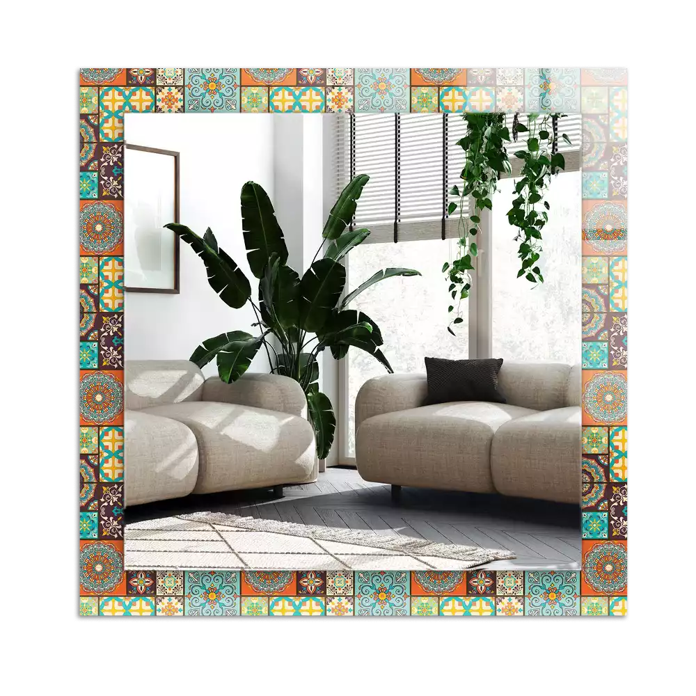Espejo rectangular estampado Azulejos de mosaico coloridos