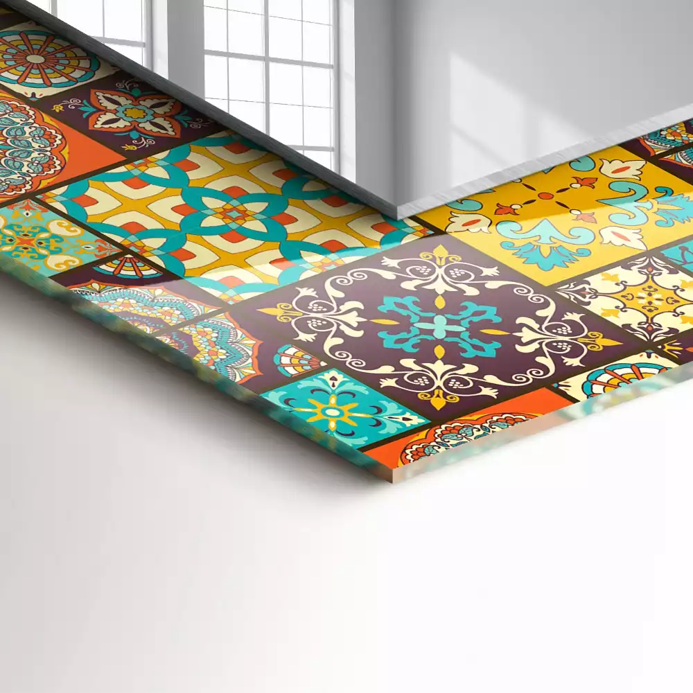 Espejo rectangular estampado Azulejos de mosaico coloridos