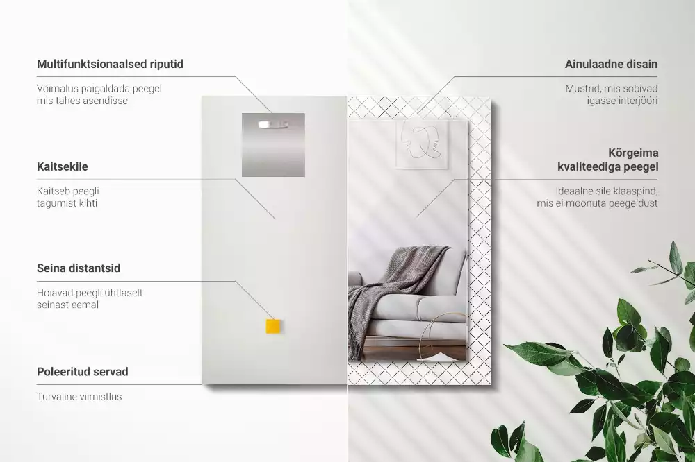 Espejo rectangular impreso Líneas con patrón de cuadros