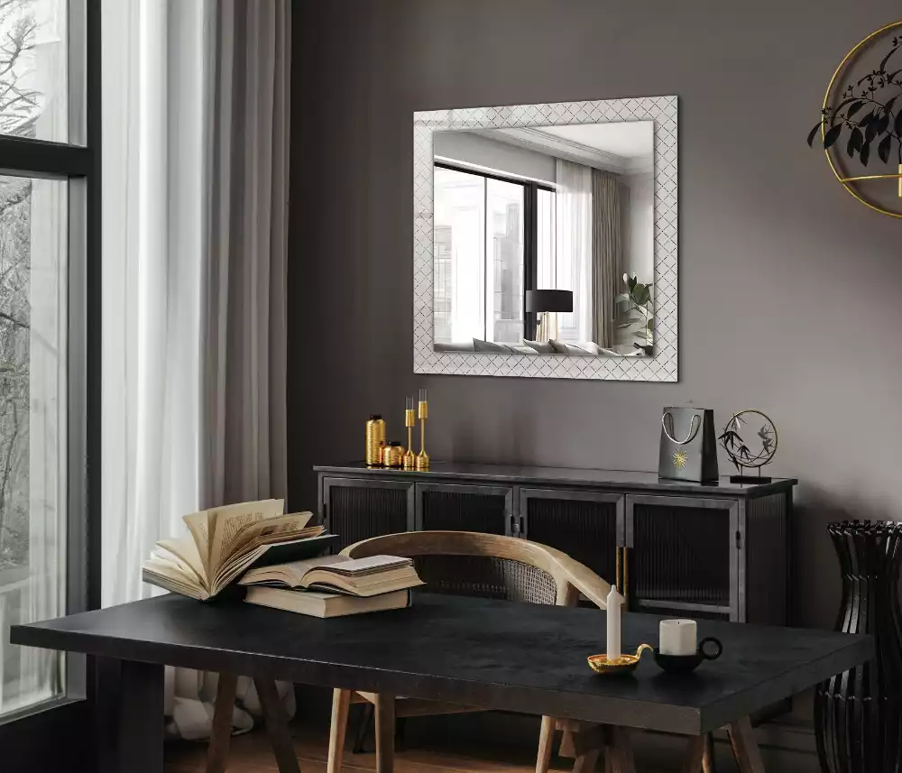Espejo rectangular impreso Líneas con patrón de cuadros