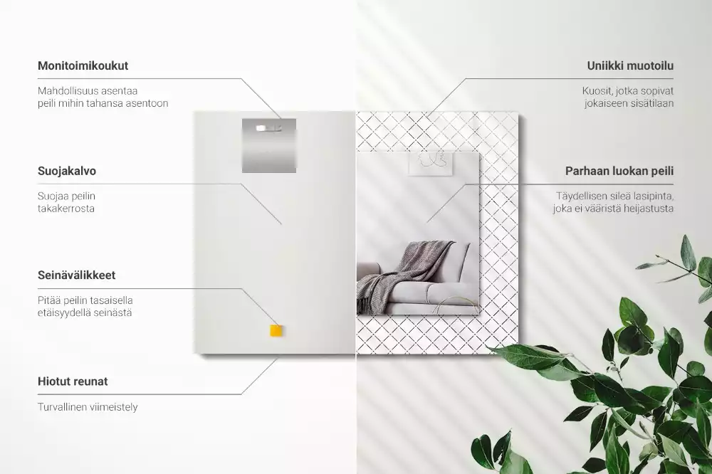 Espejo rectangular impreso Líneas con patrón de cuadros