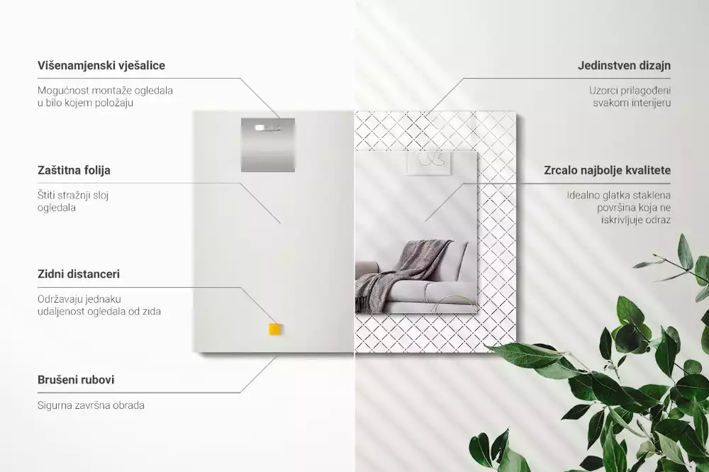 Espejo rectangular impreso Líneas con patrón de cuadros