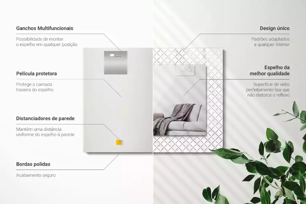 Espejo rectangular impreso Líneas con patrón de cuadros