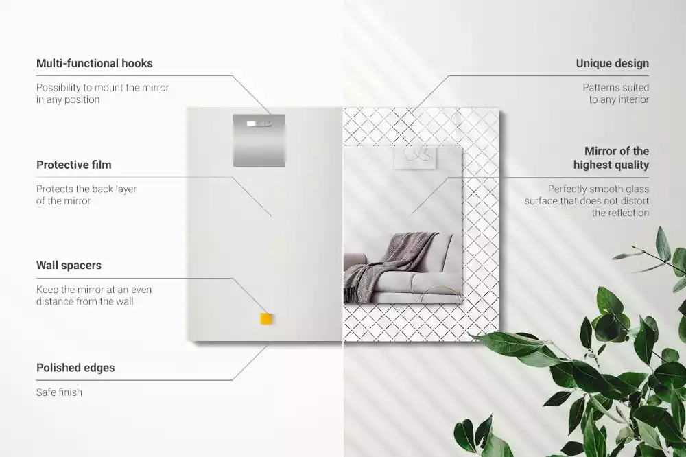 Espejo rectangular impreso Líneas con patrón de cuadros