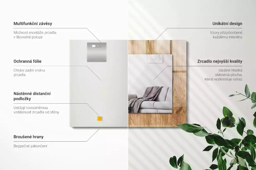 Espejo rectangular impreso Textura de madera