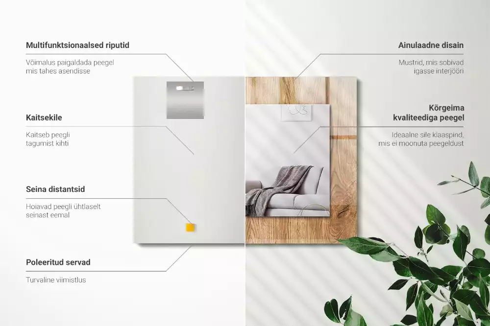 Espejo rectangular impreso Textura de madera
