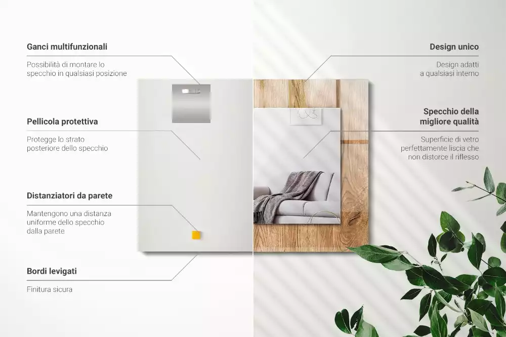 Espejo rectangular impreso Textura de madera