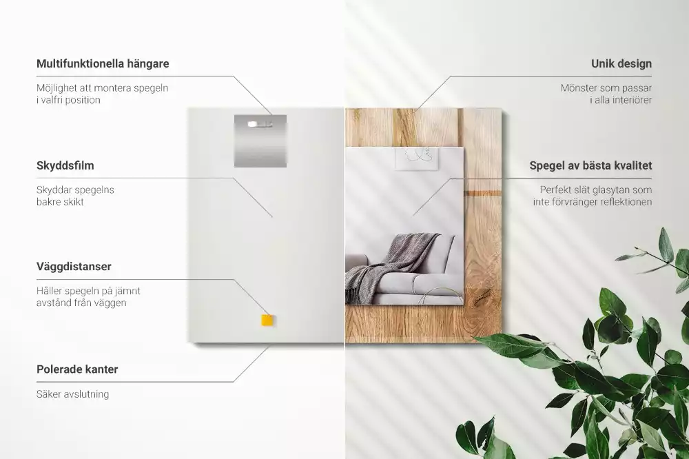 Espejo rectangular impreso Textura de madera