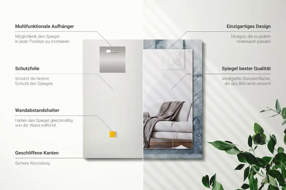 Espejo rectangular impreso Piedra con textura de roca