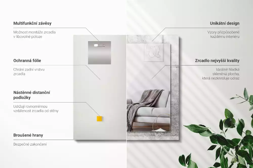 Espejo rectangular estampado Textura de pared de hormigón