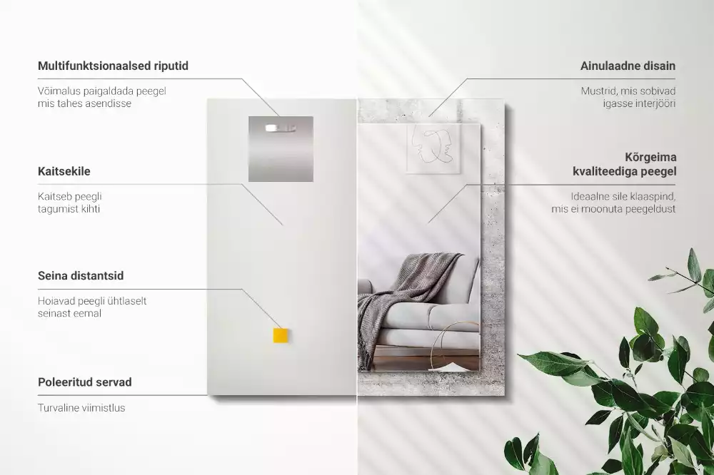 Espejo rectangular estampado Textura de pared de hormigón