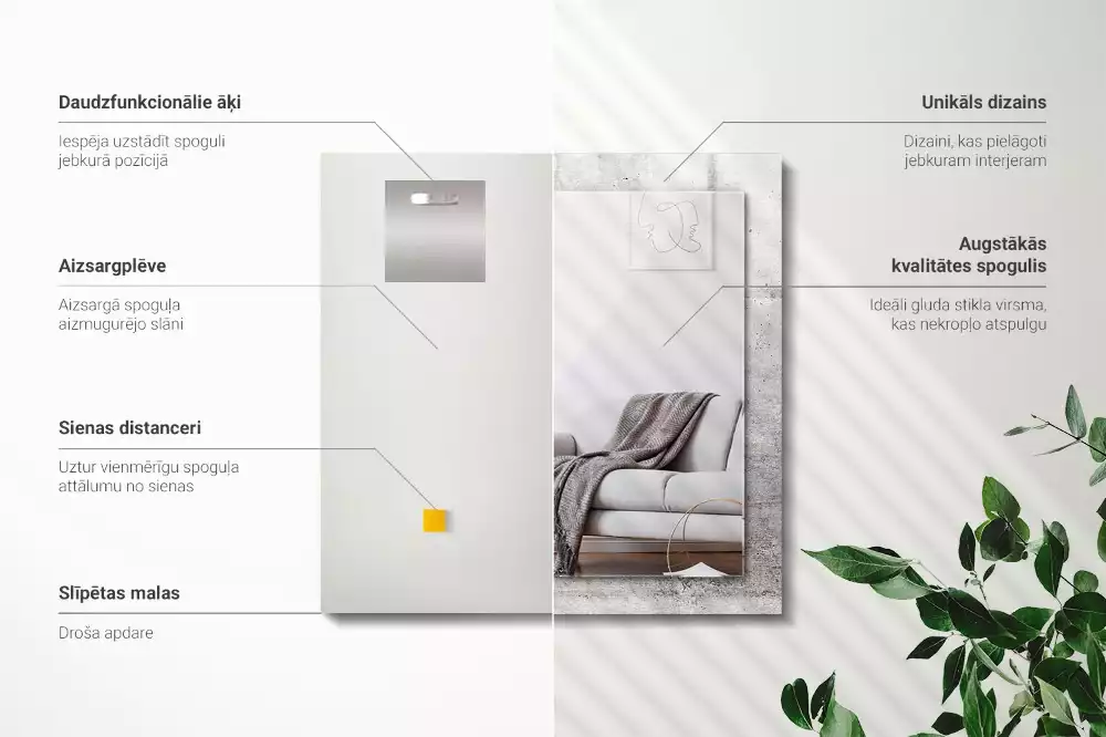 Espejo rectangular estampado Textura de pared de hormigón