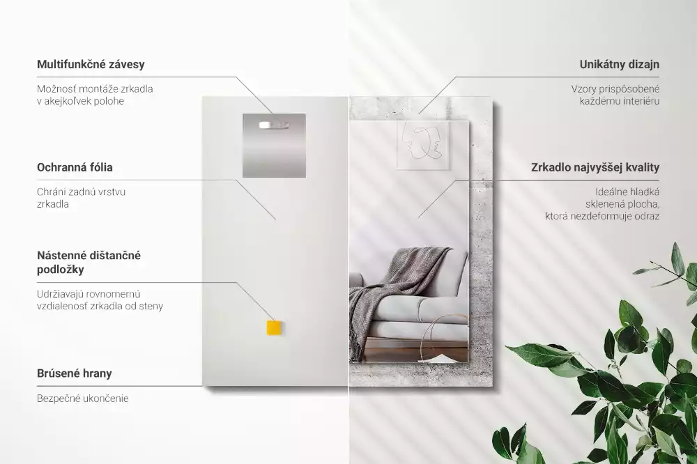 Espejo rectangular estampado Textura de pared de hormigón