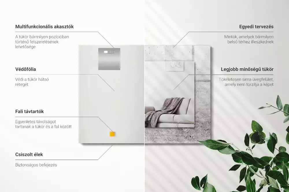 Espejo rectangular estampado Textura de pared de hormigón