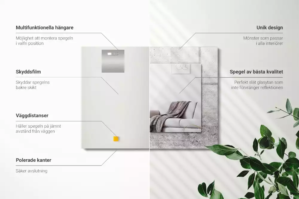 Espejo rectangular estampado Textura de pared de hormigón