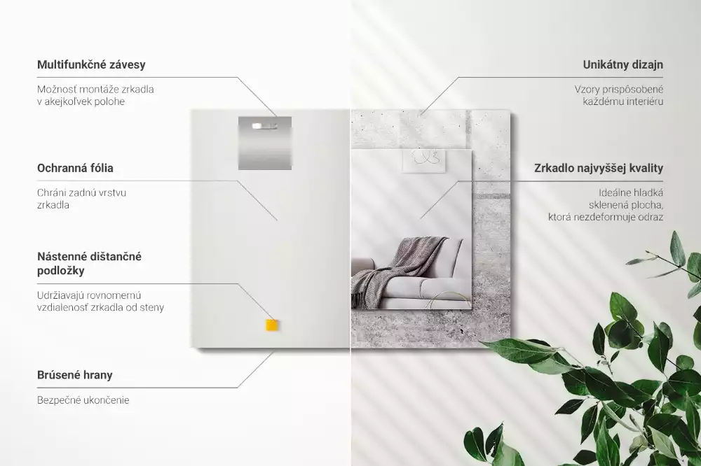 Espejo rectangular estampado Textura de pared de hormigón