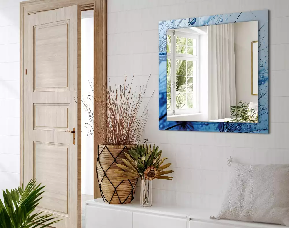 Espejo rectangular estampado Gotas sobre dientes de león