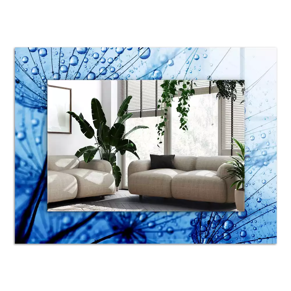 Espejo rectangular estampado Gotas sobre dientes de león