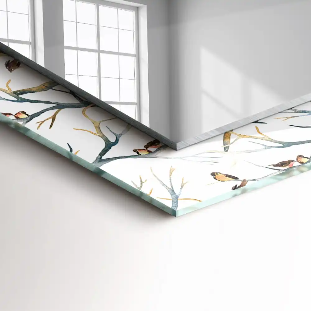 Espejo rectangular impreso Pájaros en las ramas