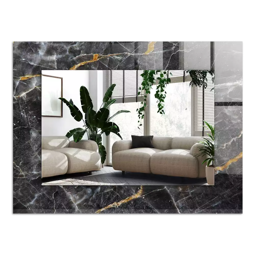Espejo rectangular impreso Vetas de mármol negro