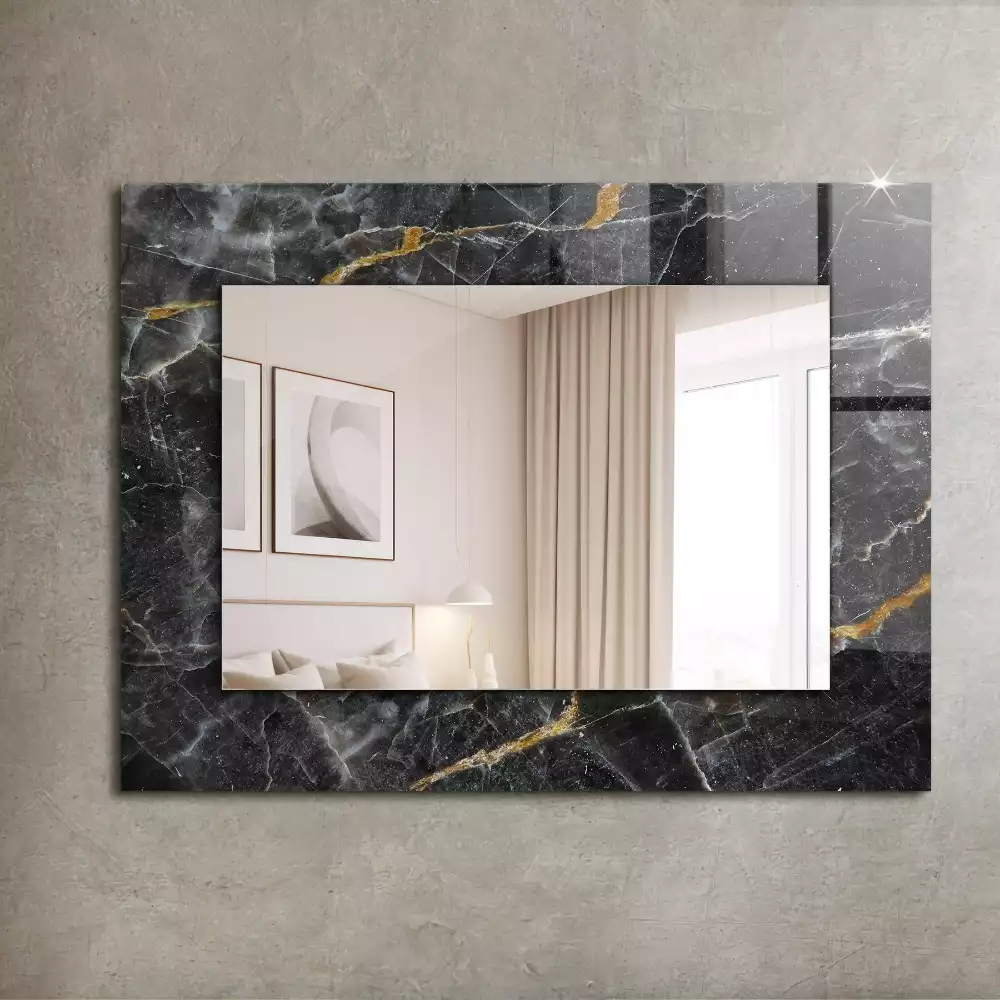 Espejo rectangular impreso Vetas de mármol negro