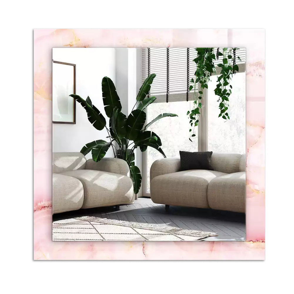 Espejo rectangular estampado Patrón de mármol rosa