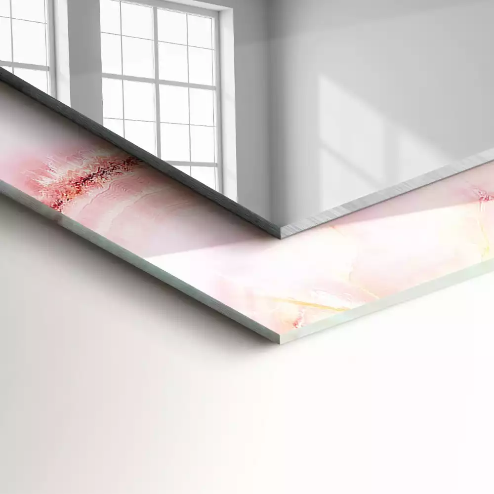 Espejo rectangular estampado Patrón de mármol rosa