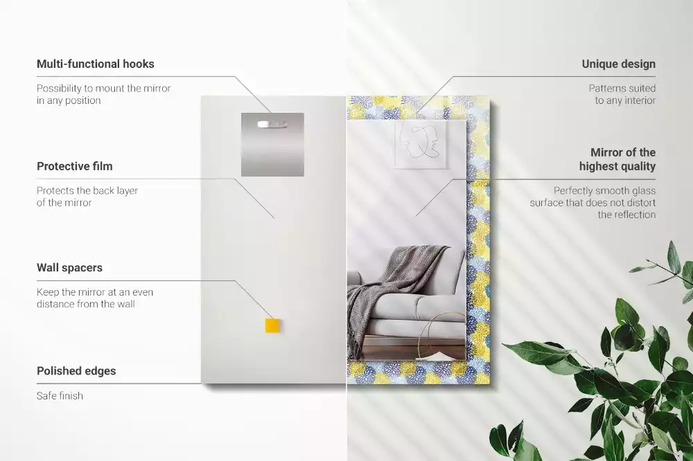 Espejo rectangular estampado Patrón de flores de colores