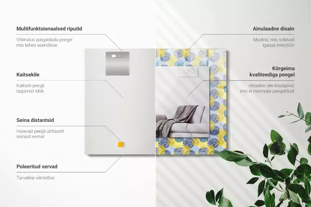 Espejo rectangular estampado Patrón de flores de colores