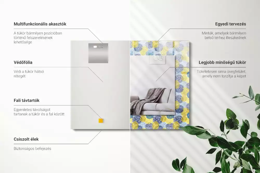 Espejo rectangular estampado Patrón de flores de colores