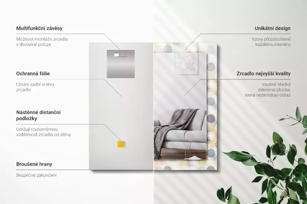 Espejo rectangular impreso Patrones redondos coloridos