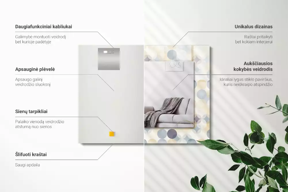 Espejo rectangular impreso Patrones redondos coloridos