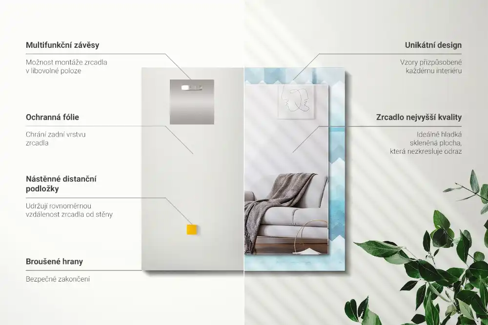 Espejo rectangular impreso Patrón de degradado en zigzag