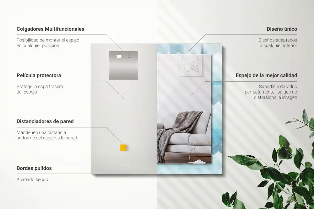 Espejo rectangular impreso Patrón de degradado en zigzag