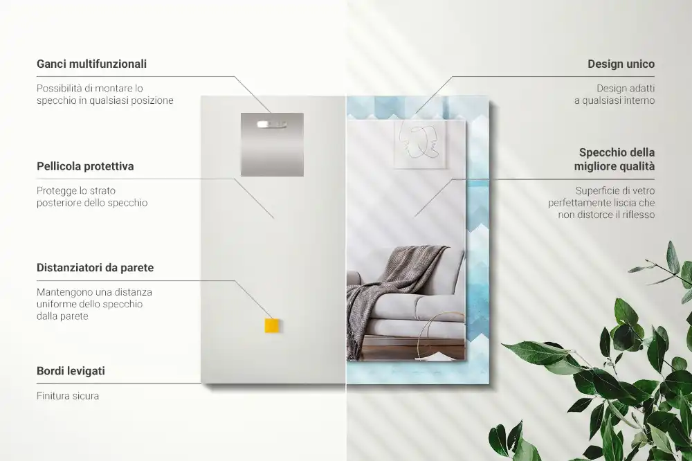 Espejo rectangular impreso Patrón de degradado en zigzag