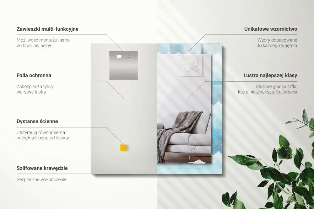 Espejo rectangular impreso Patrón de degradado en zigzag