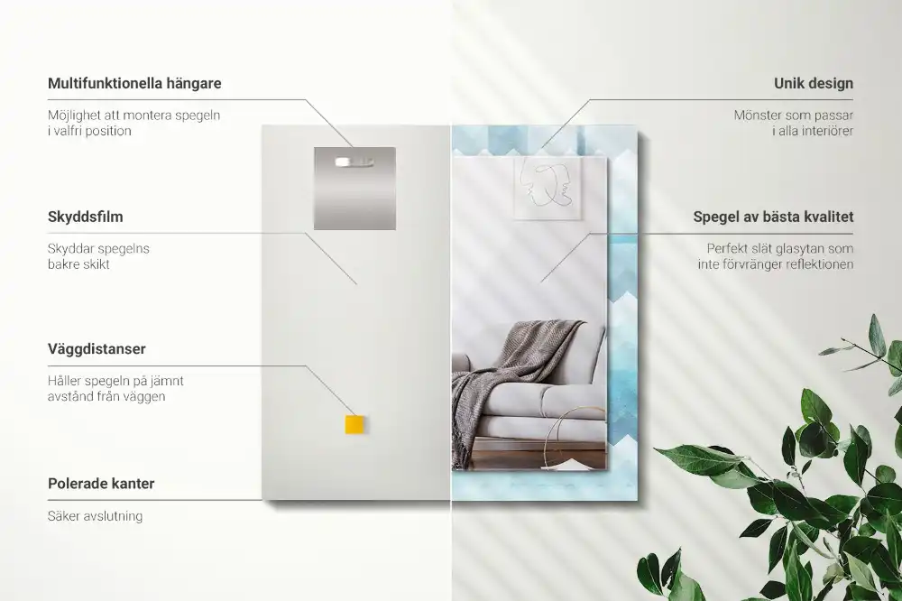 Espejo rectangular impreso Patrón de degradado en zigzag