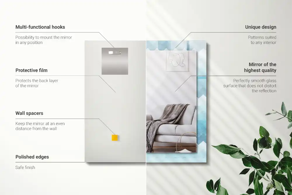 Espejo rectangular impreso Patrón de degradado en zigzag