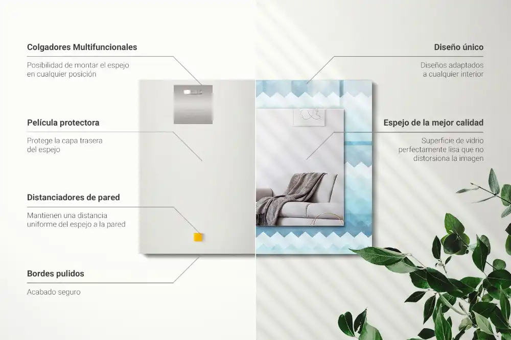 Espejo rectangular impreso Patrón de degradado en zigzag