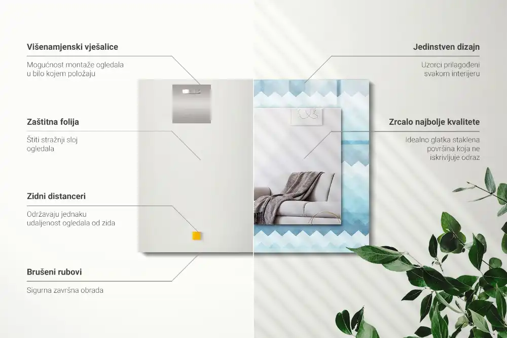 Espejo rectangular impreso Patrón de degradado en zigzag