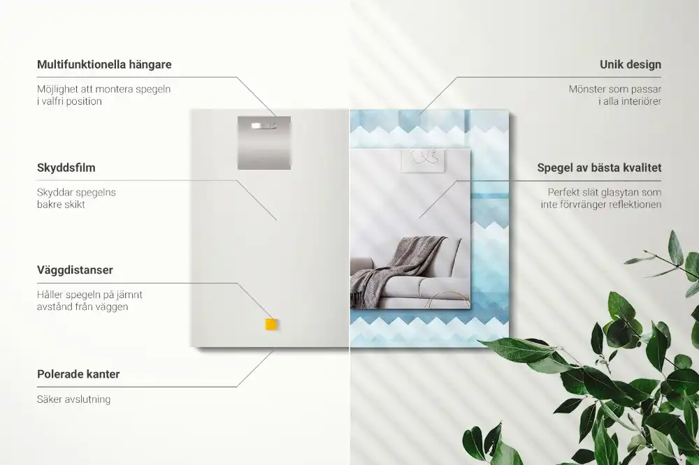 Espejo rectangular impreso Patrón de degradado en zigzag