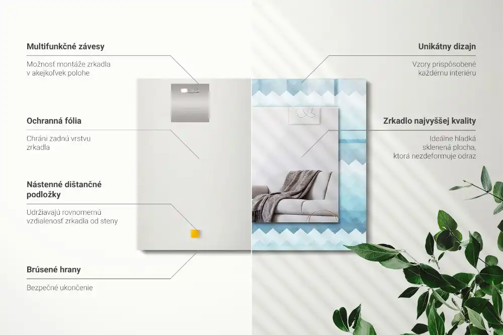 Espejo rectangular impreso Patrón de degradado en zigzag